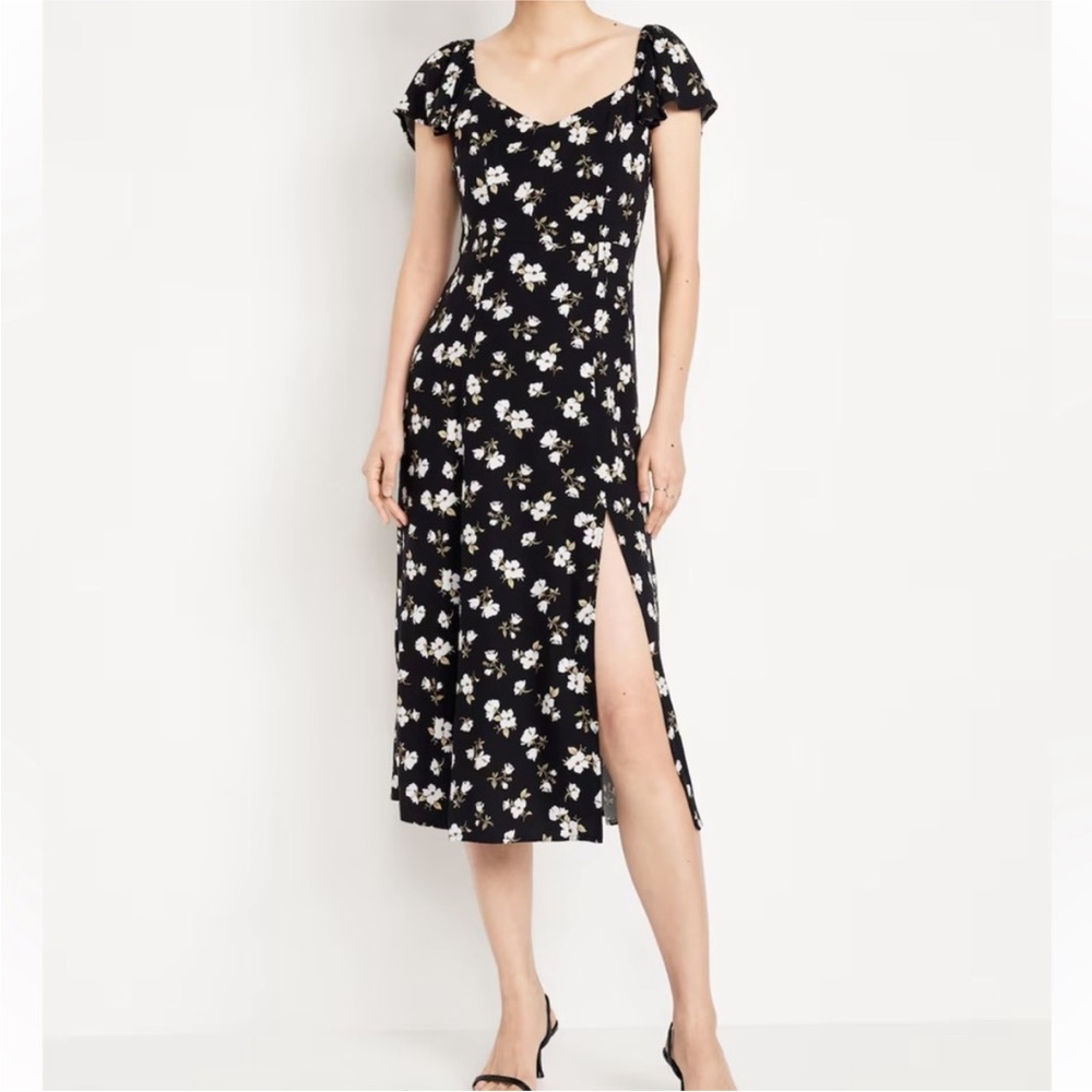 Old Navy Black Floral Midi Dress
